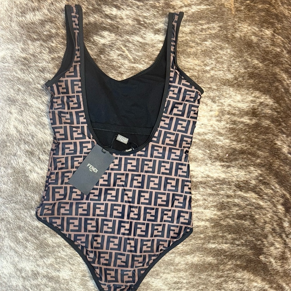 Fendi Black and Brown Monogram Luxury Swimsuit